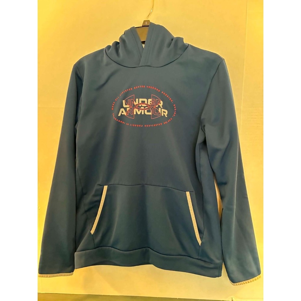 Under Armour YXL‎ ColdGear Hoodie Blue Fleece Lined Athletic Pullover